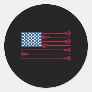 Lacrosse American Flag Cool Lacrosse Family Patrio Classic Round Sticker