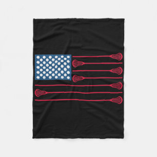 Lacrosse American Flag Cool Lacrosse Family Patrio Fleece Blanket