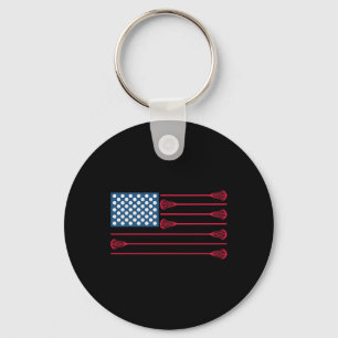 Lacrosse American Flag Cool Lacrosse Family Patrio Keychain