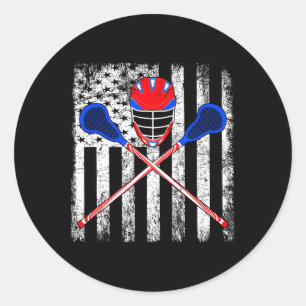 Lacrosse American Flag Helmet Sticks Lax For Men W Classic Round Sticker