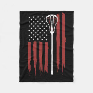 Lacrosse American Flag - Lacrosse Stick Flag Shirt Fleece Blanket