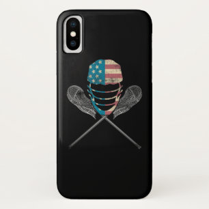 Lacrosse American Flag Lax Helmet And Stick Case-Mate iPhone Case