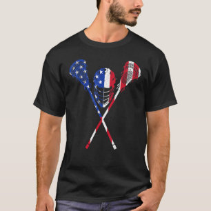 Lacrosse American Flag  Lax Helmet And Sticks Men  T-Shirt