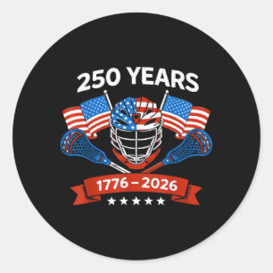 Lacrosse American Flag Lax Helmet Sticks 4th of Classic Round Sticker