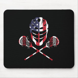 Lacrosse American Flag Lax Helmet Sticks 4th Of Ju Mouse Pad