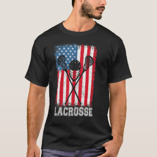 Lacrosse American Flag Lax Helmet Sticks 4th Of Ju T-Shirt