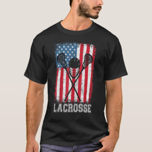 Lacrosse American Flag Lax Helmet Sticks 4th Of Ju T-Shirt