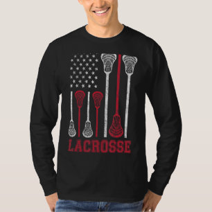 Lacrosse American Flag Lax Men Women Boys Girls T-Shirt