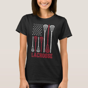 Lacrosse American Flag Lax Men Women Boys Girls T-Shirt