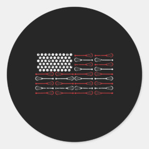 Lacrosse American Flag Lax Mom design Classic Round Sticker