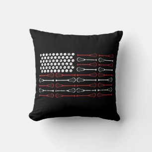Lacrosse American Flag Lax Mom design  Throw Pillow