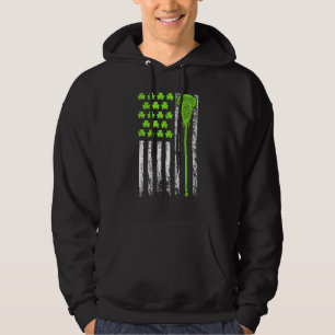 Lacrosse American Flag St Patrick Day For Men Boy Hoodie