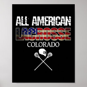 Lacrosse American Flag Team Colorado With Gear  Poster