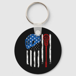 Lacrosse American Vintage Flag Lax Helmet Stick 4t Keychain