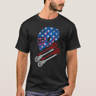 Lacrosse American Vintage Flag Lax Helmet Stick 4t T-Shirt