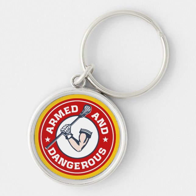 Lacrosse Armed and Dangerous Keychain (Front)