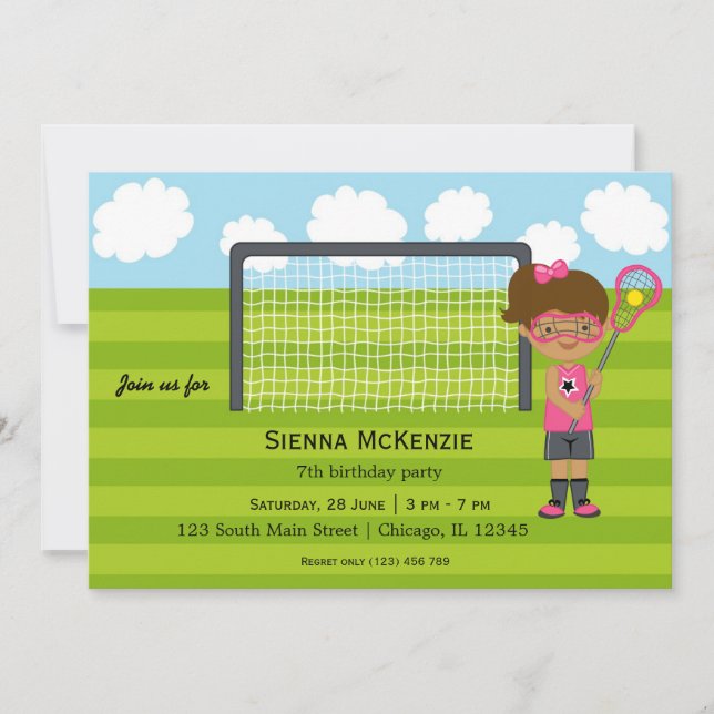 Lacrosse Birthday girl Invitation (Front)
