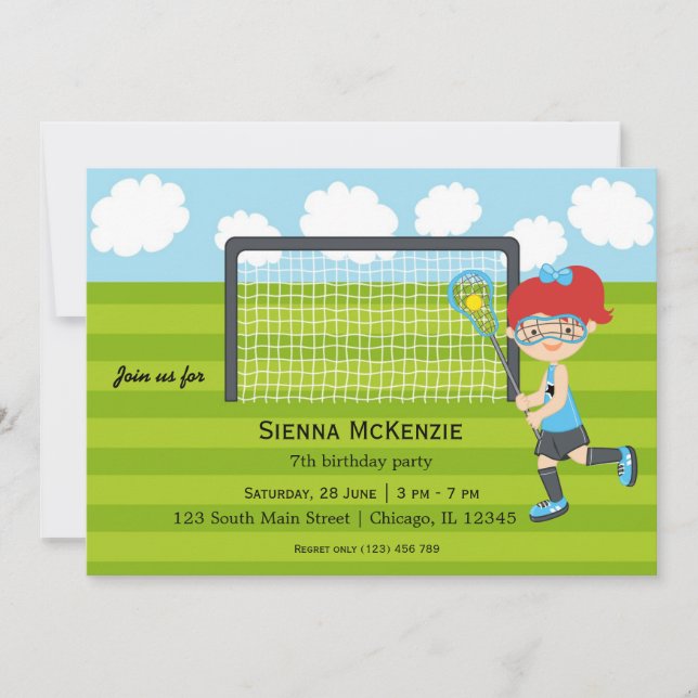 Lacrosse Birthday girl Invitation (Front)