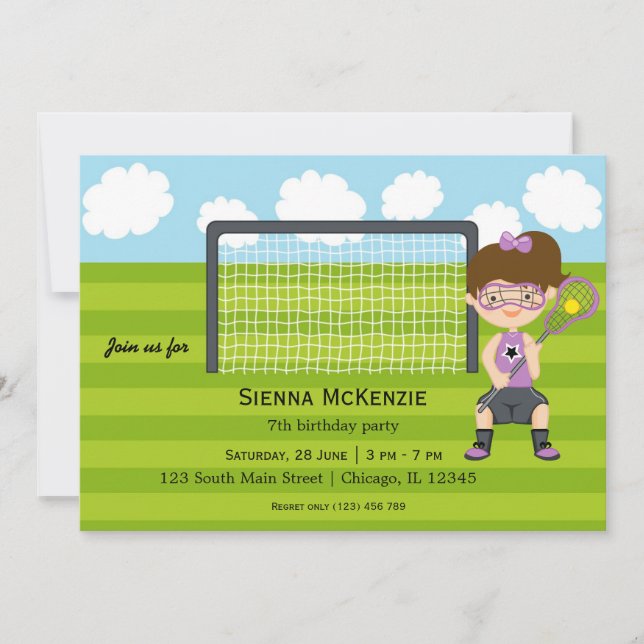 Lacrosse Birthday girl Invitation (Front)
