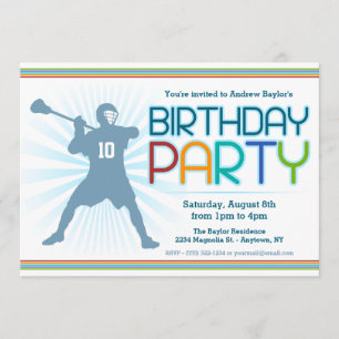 Lacrosse Birthday Party Invites - lax themed