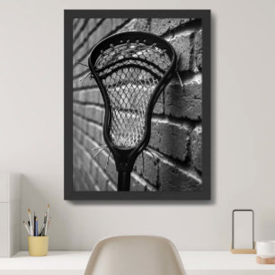 Lacrosse Black and White Brick Wall Photo Poster