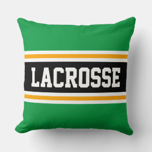 LACROSSE Bold Green Yellow Black Athletic Stripes Throw Pillow