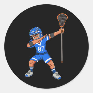 Lacrosse Boy Dabbing Sports Lacrosse Player Graphi Classic Round Sticker