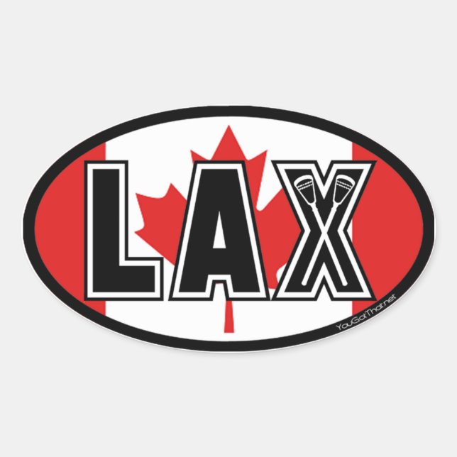 Lacrosse Canada Lax Flag Oval Sticker (Front)