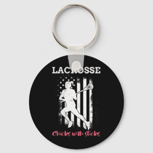 Lacrosse Chicks With Sticks Lacrosse Keychain