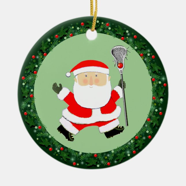 Lacrosse Christmas Collectable Ceramic Ornament (Front)