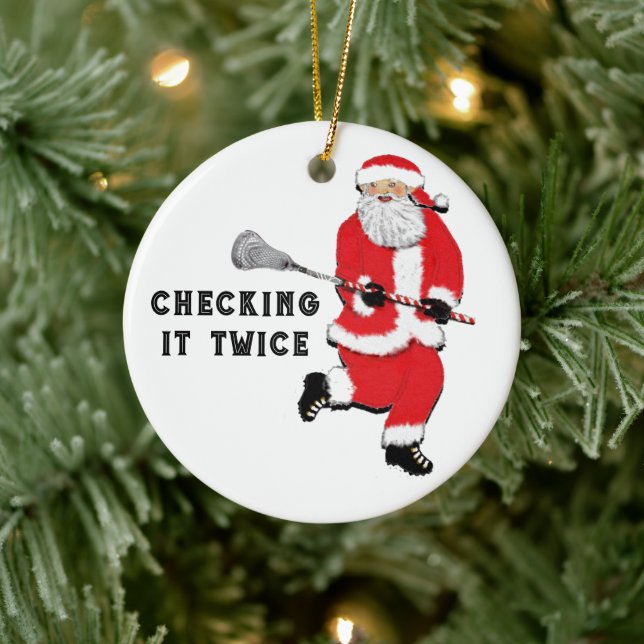 Lacrosse Christmas Collectable Ceramic Ornament (Tree)