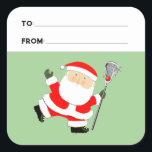 Lacrosse Christmas Gift Tags<br><div class="desc">Lacrosse holiday gift tags,  party favour labels or envelope seals featuring Santa with a lax stick.</div>