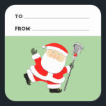 Lacrosse Christmas Gift Tags<br><div class="desc">Lacrosse holiday gift tags,  party favour labels or envelope seals featuring Santa with a lax stick.</div>