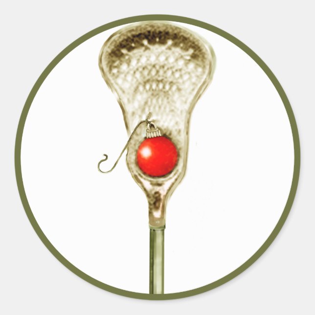 Lacrosse Christmas Holiday Classic Round Sticker (Front)