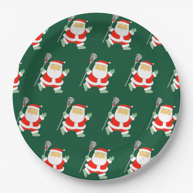 Lacrosse Christmas Holiday Paper Plate (Front)