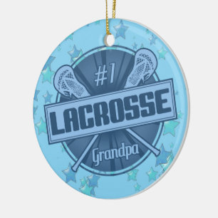 Lacrosse Christmas Ornament, #1 LAX Grandpa Ceramic Ornament