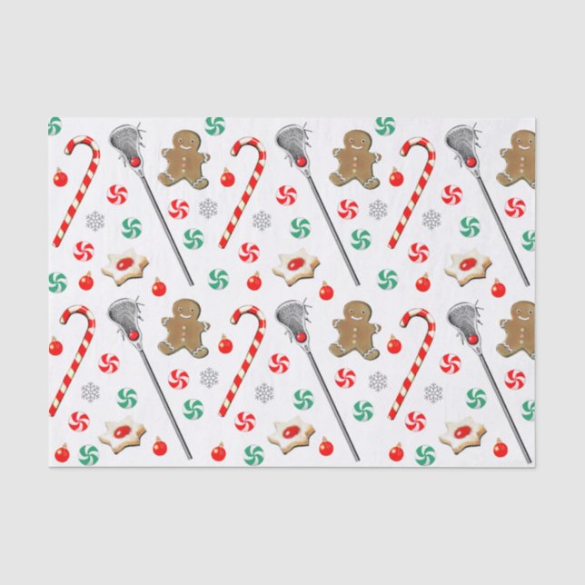 Lacrosse Christmas Pattern Tissue Paper (Front)