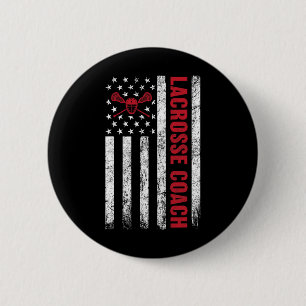 Lacrosse Coach American Flag Lax Lover Lacrosse St 2 Inch Round Button