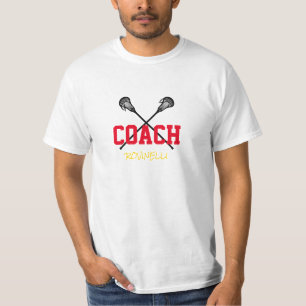 Lacrosse Coach Custom Name Team Colours T-Shirt