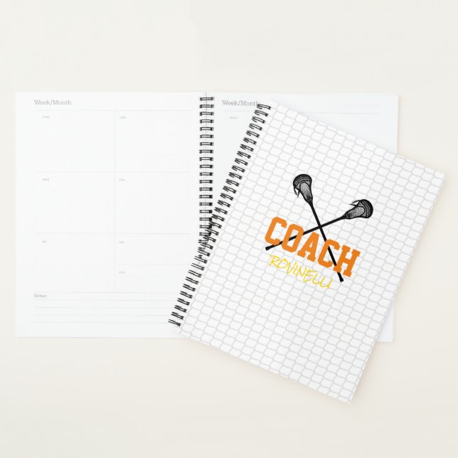 Lacrosse Coach Net Sports Team Colours Name Planner (Display)