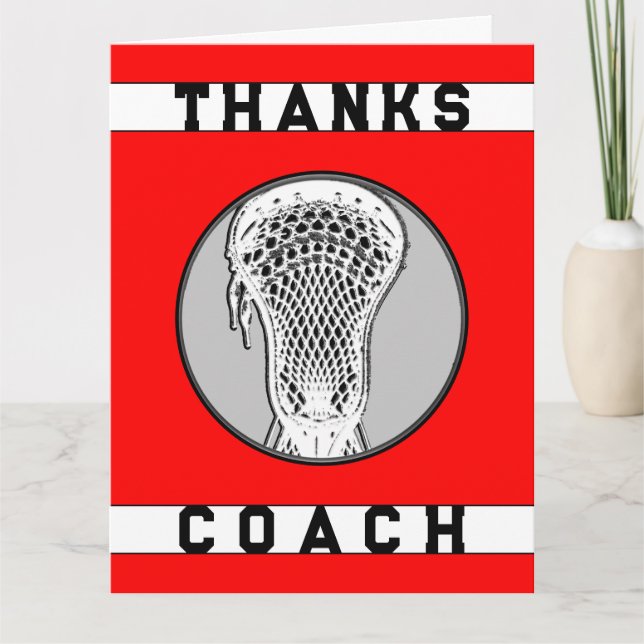 Lacrosse Coach Red Team Thank You Card (Front)