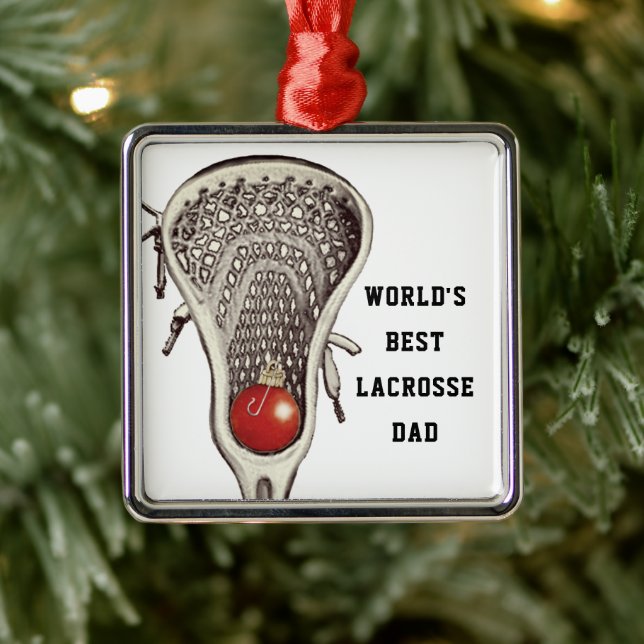 Lacrosse Dad Gift Metal Ornament (Tree)