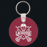 Lacrosse Design  Keychain<br><div class="desc">Lacrosse Design Keychain with customizable text and background color.</div>