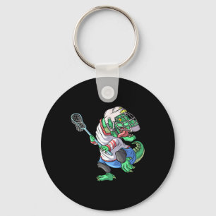 Lacrosse Dinosaur T Rex With Lacrosse Stick Funny  Keychain