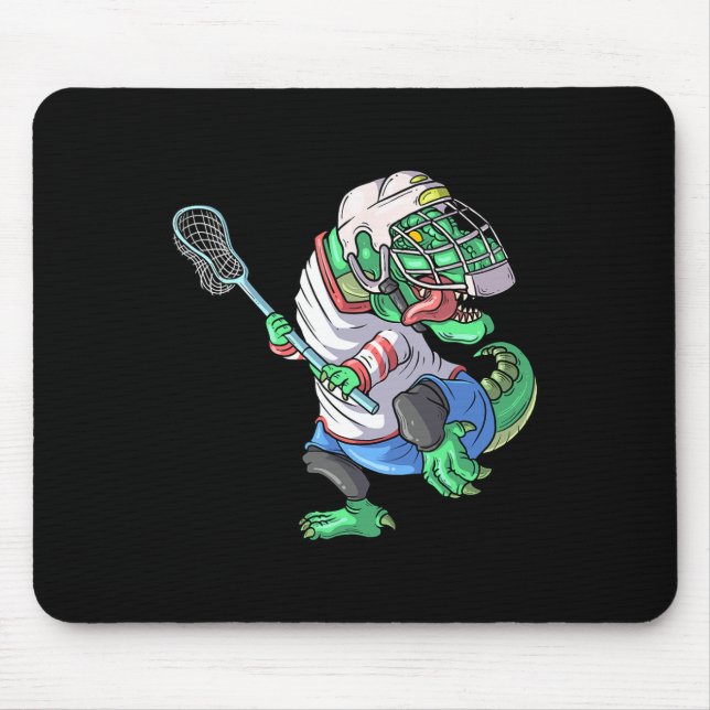 Lacrosse Dinosaur T Rex With Lacrosse Stick Funny  Mouse Pad (Front)