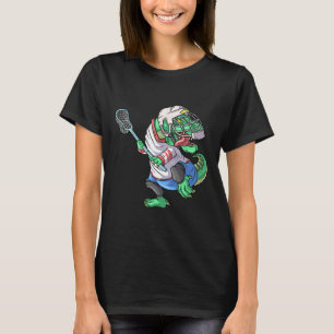 Lacrosse Dinosaur T Rex With Lacrosse Stick Funny  T-Shirt
