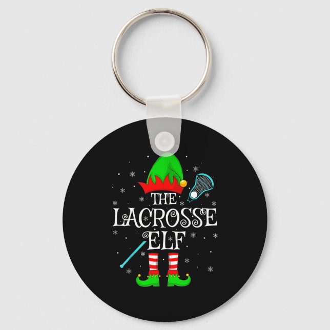 Lacrosse Elf Christmas Family Elf Squad Srts Playe Keychain (Front)