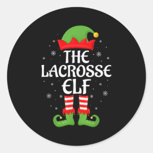 Lacrosse Elf Xmas Family Matching Elf Squad Christ Classic Round Sticker