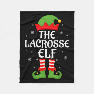 Lacrosse Elf Xmas Family Matching Elf Squad Christ Fleece Blanket