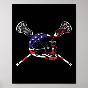 Lacrosse Flag Usa American Lax Lacrosse Player  Poster
